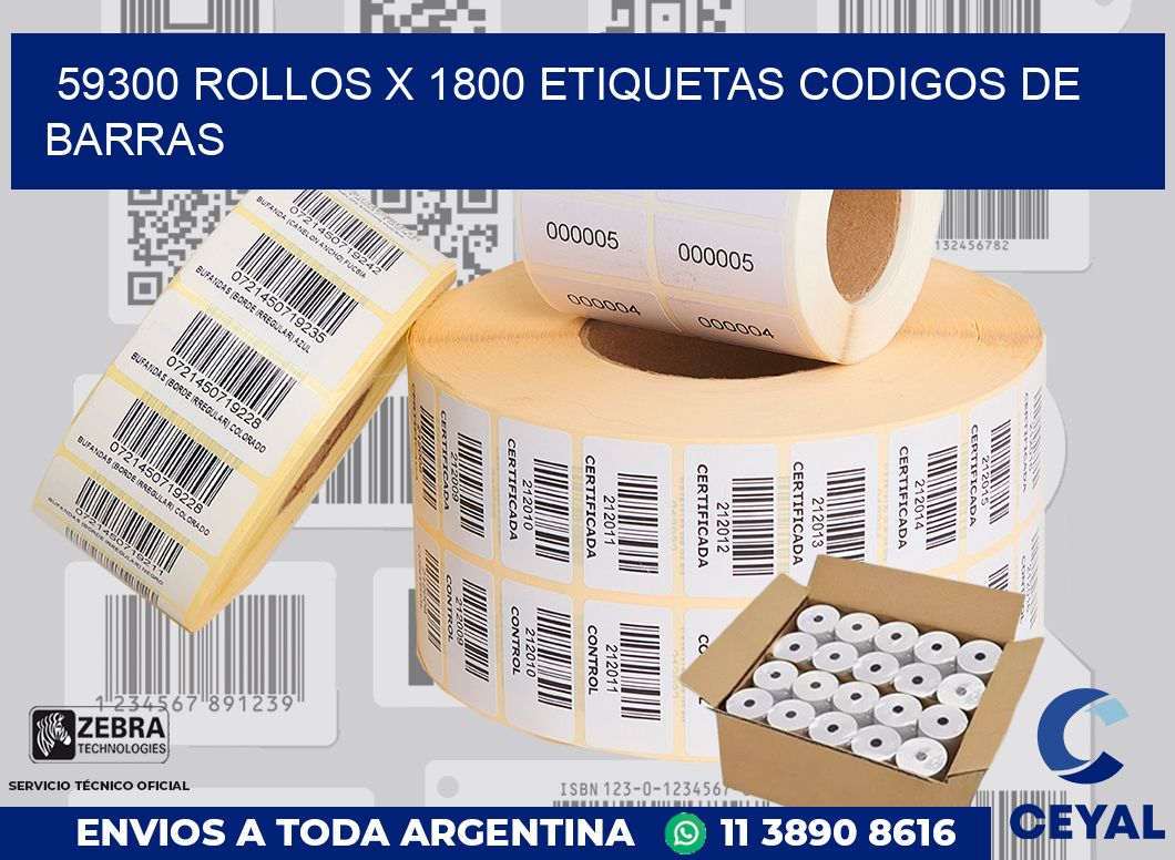 59300 Rollos x 1800 etiquetas codigos de barras