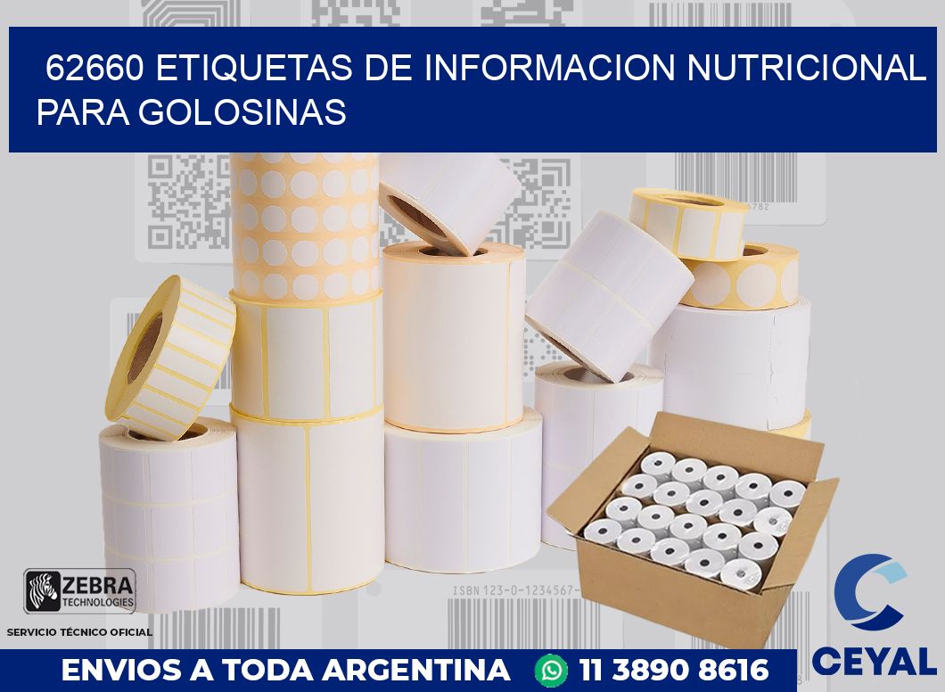 62660 ETIQUETAS DE INFORMACION NUTRICIONAL PARA GOLOSINAS