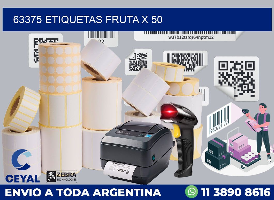 63375 etiquetas fruta x 50