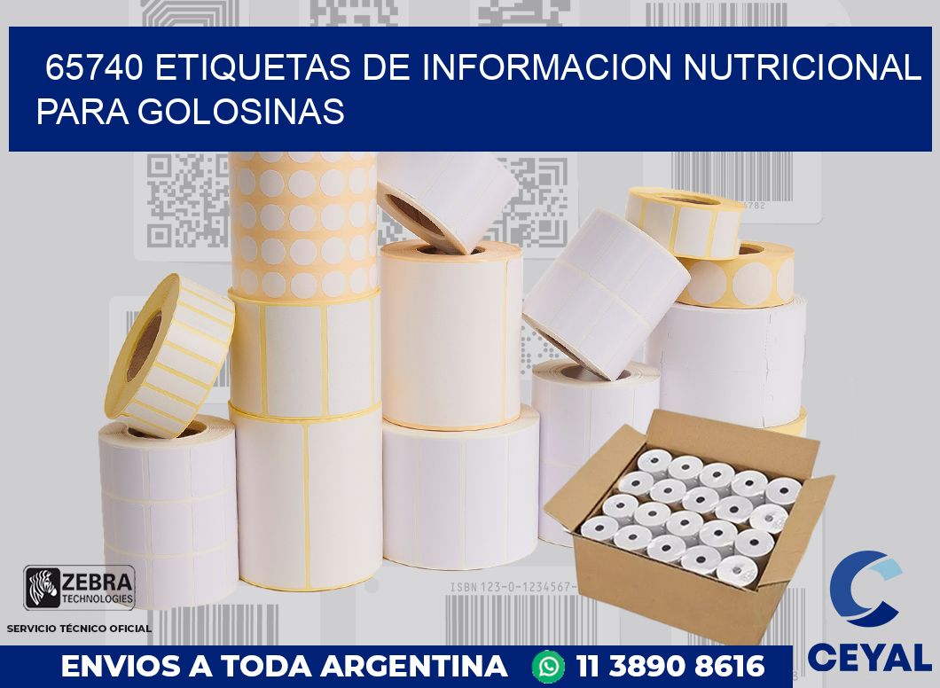 65740 ETIQUETAS DE INFORMACION NUTRICIONAL PARA GOLOSINAS
