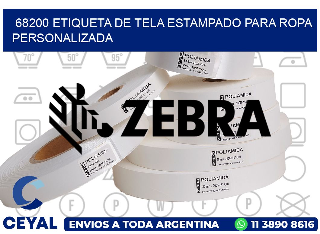 68200 ETIQUETA DE TELA ESTAMPADO PARA ROPA PERSONALIZADA