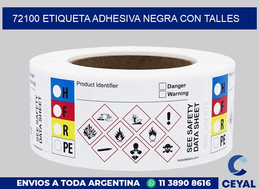 72100 ETIQUETA ADHESIVA NEGRA CON TALLES