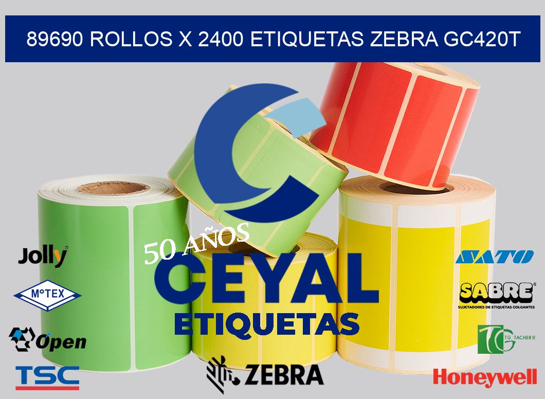 89690 Rollos x 2400 etiquetas zebra gc420t