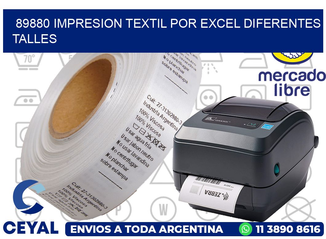 89880 IMPRESION TEXTIL POR EXCEL DIFERENTES TALLES