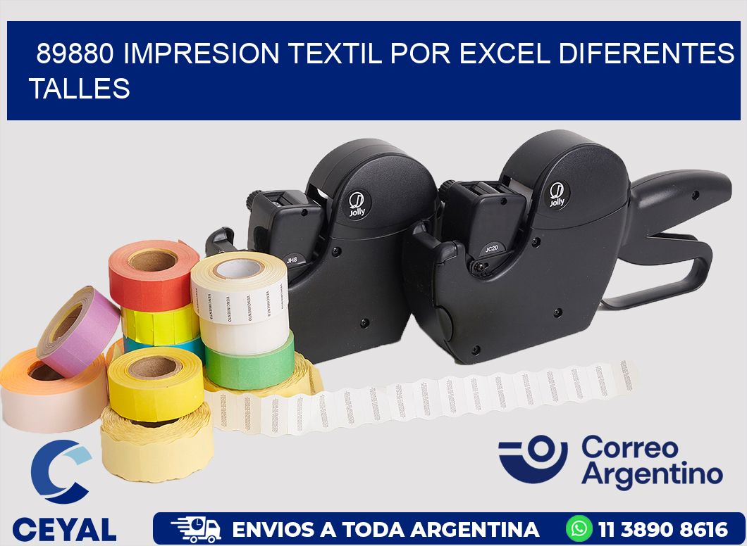 89880 IMPRESION TEXTIL POR EXCEL DIFERENTES TALLES