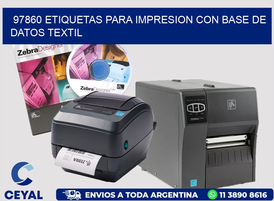 97860 ETIQUETAS PARA IMPRESION CON BASE DE DATOS TEXTIL