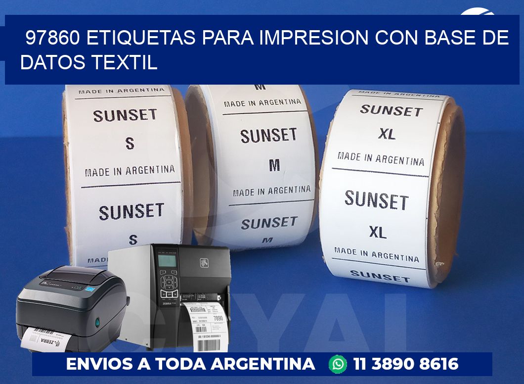 97860 ETIQUETAS PARA IMPRESION CON BASE DE DATOS TEXTIL