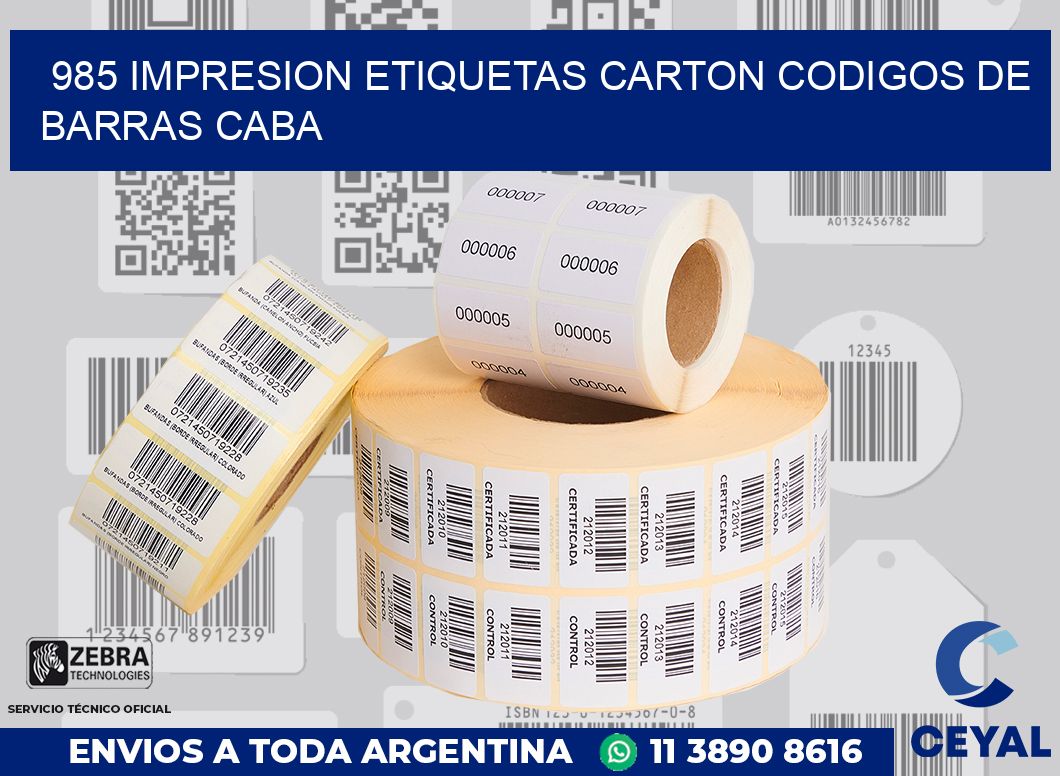 985 IMPRESION ETIQUETAS CARTON CODIGOS DE BARRAS CABA