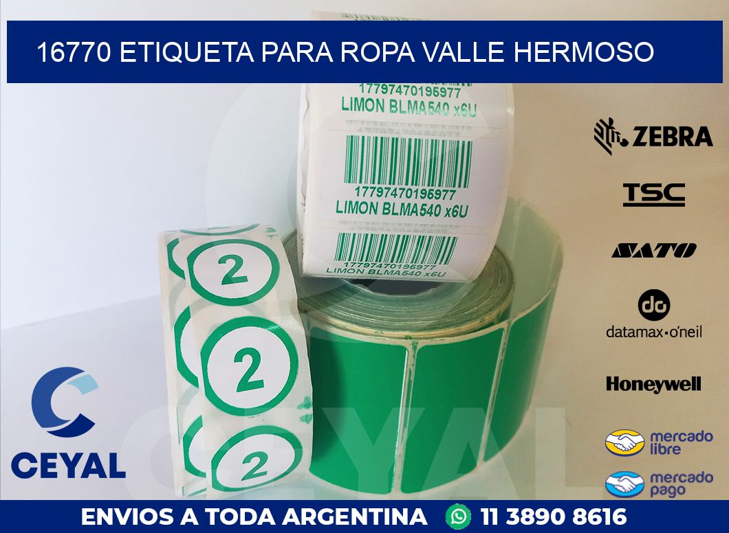 16770 ETIQUETA PARA ROPA VALLE HERMOSO