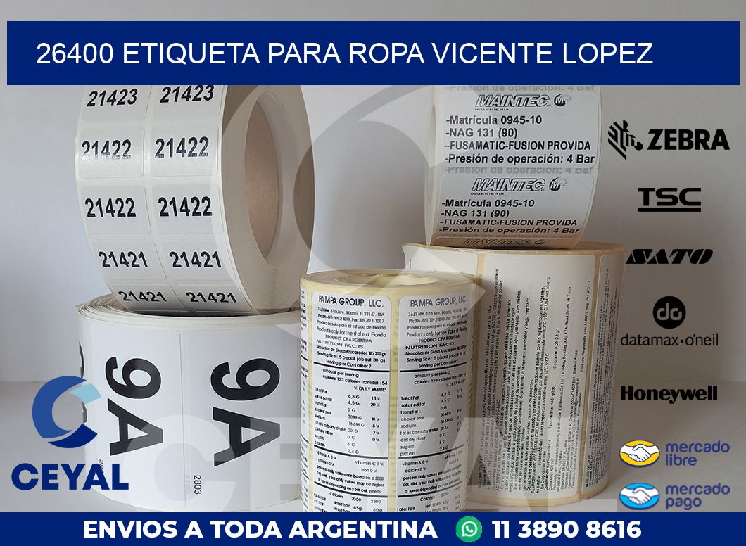 26400 ETIQUETA PARA ROPA VICENTE LOPEZ