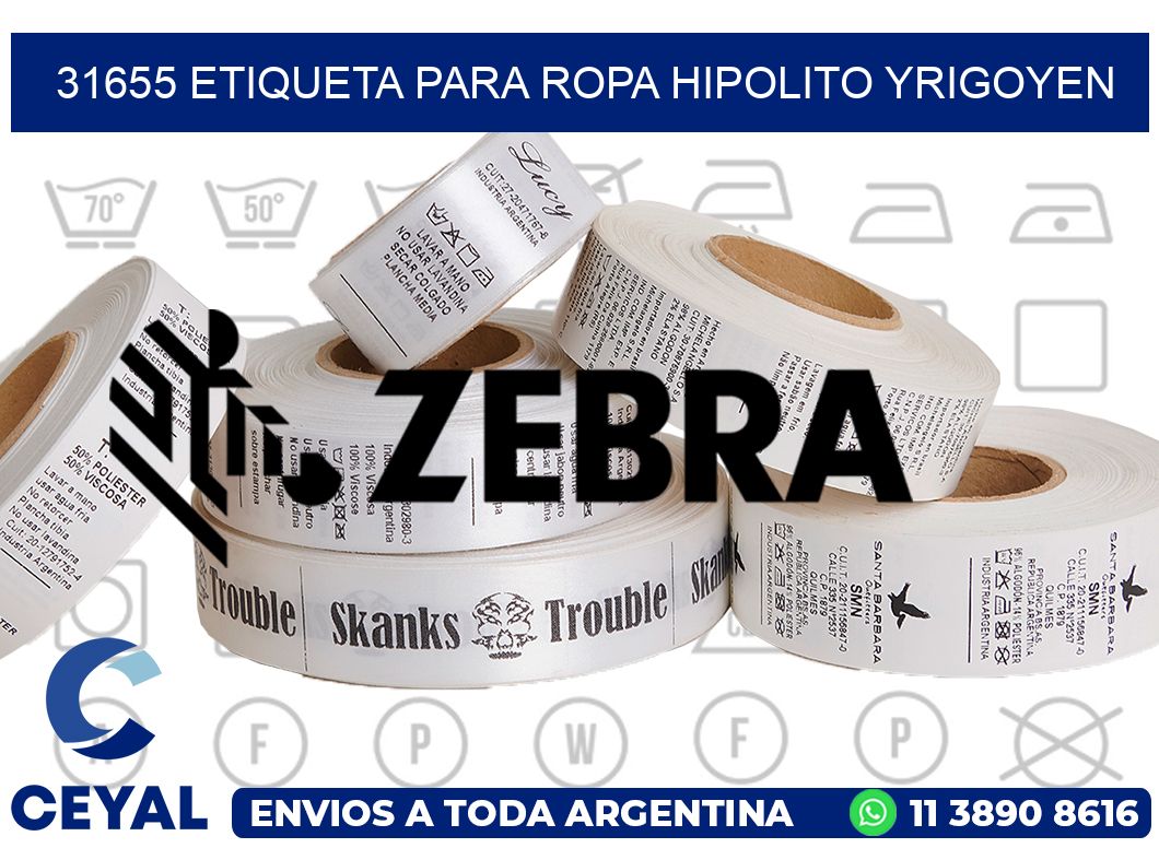 31655 ETIQUETA PARA ROPA HIPOLITO YRIGOYEN
