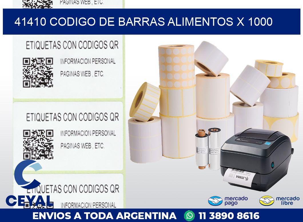 41410 CODIGO DE BARRAS ALIMENTOS x 1000