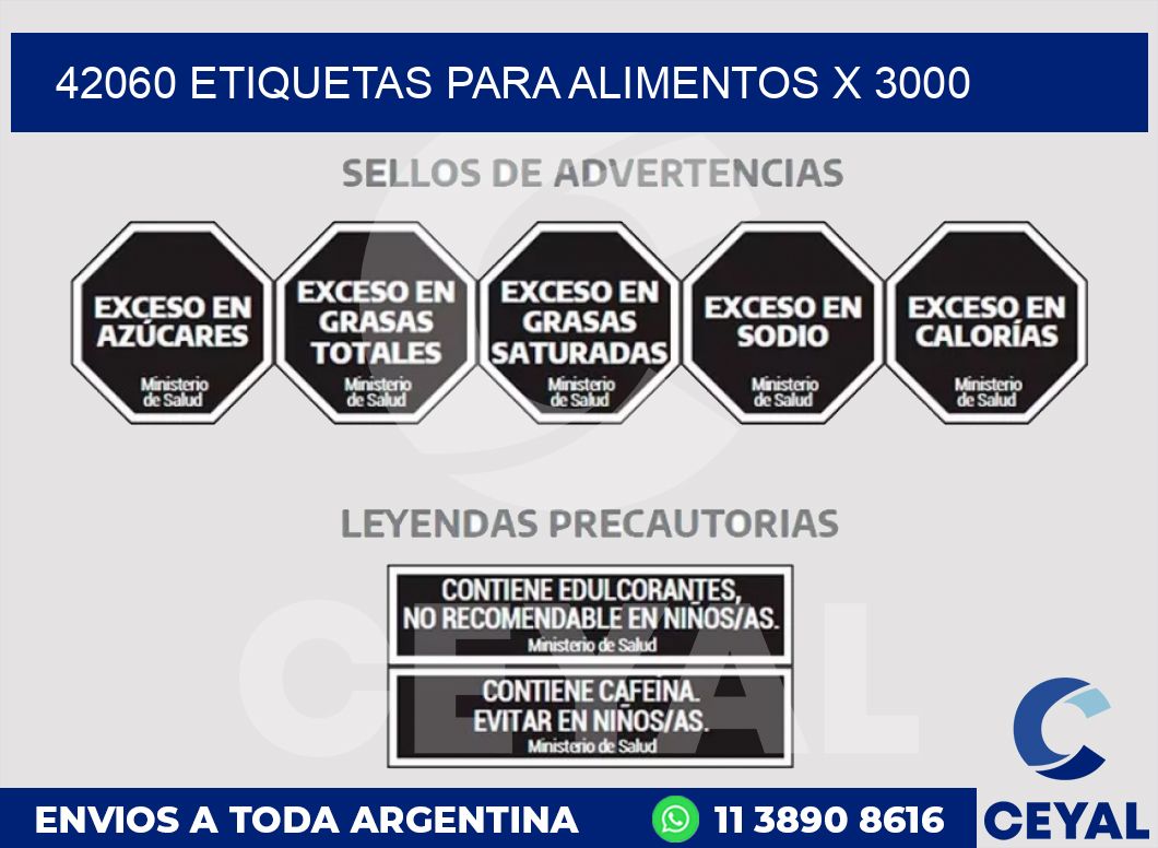 42060 ETIQUETAS PARA ALIMENTOS x 3000