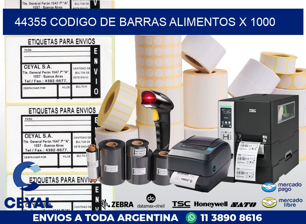 44355 CODIGO DE BARRAS ALIMENTOS x 1000