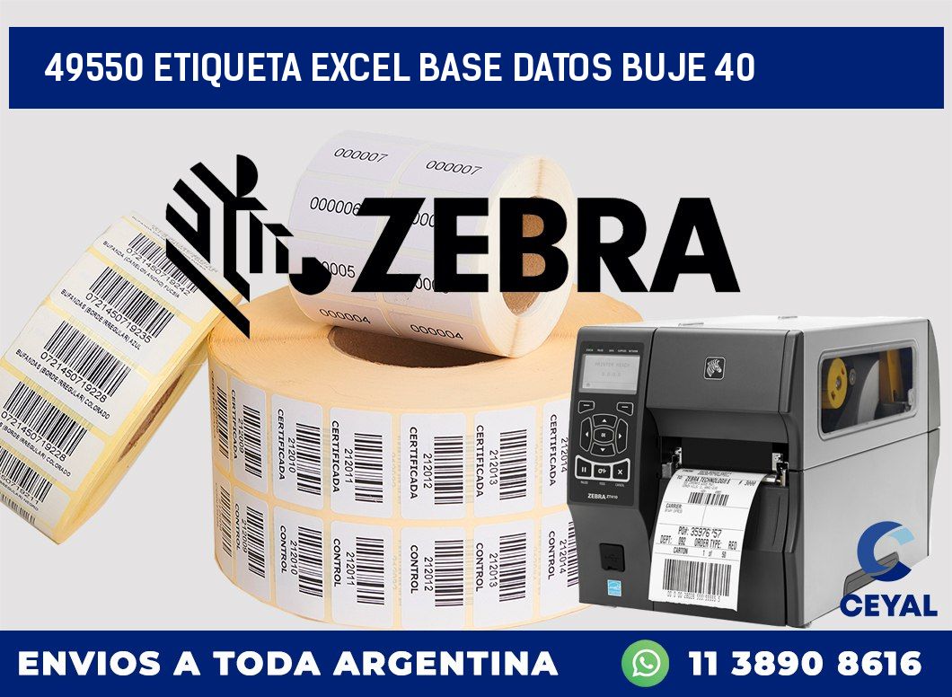 49550 etiqueta excel base datos buje 40