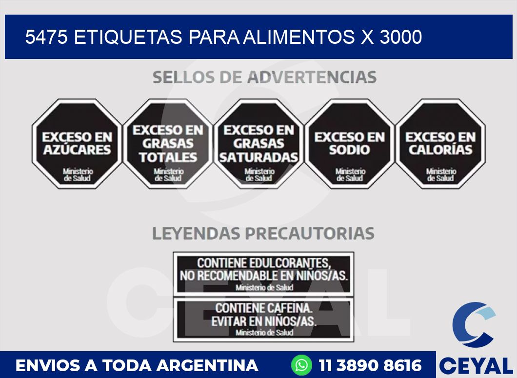 5475 ETIQUETAS PARA ALIMENTOS x 3000