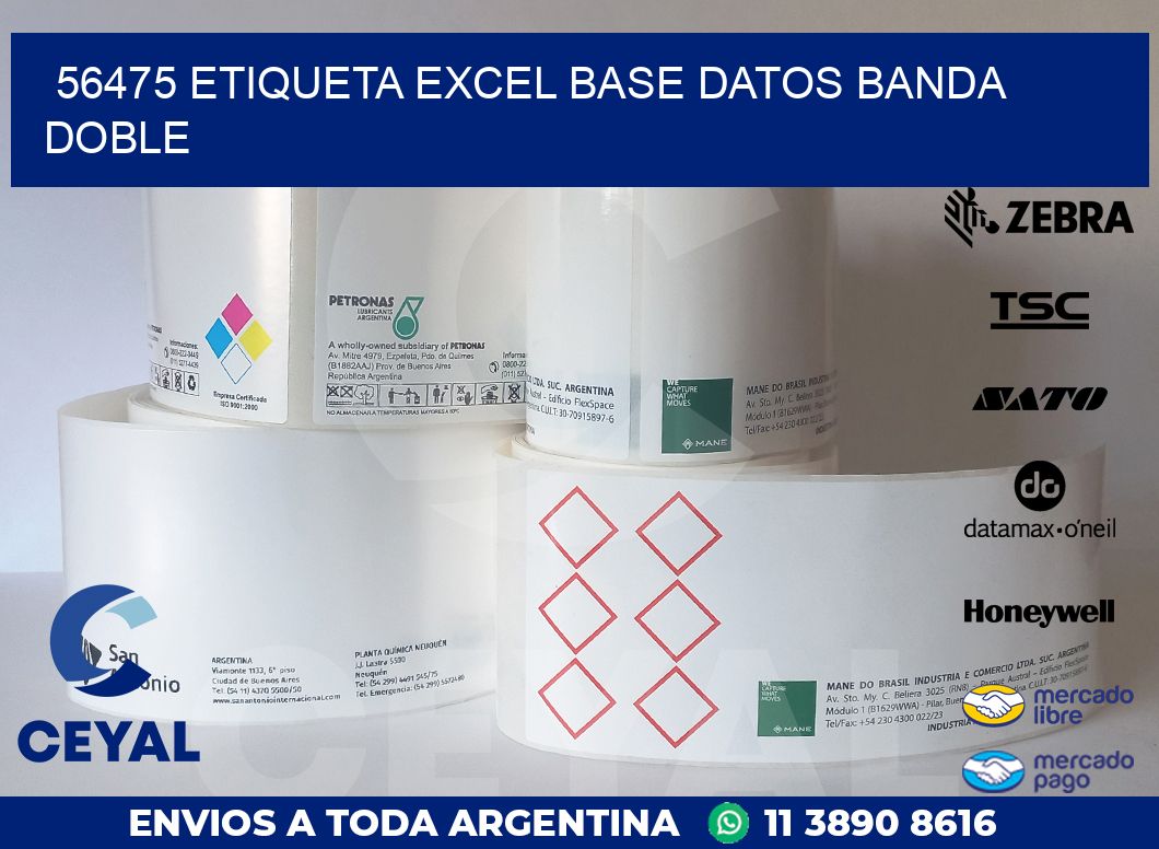56475 etiqueta excel base datos banda doble