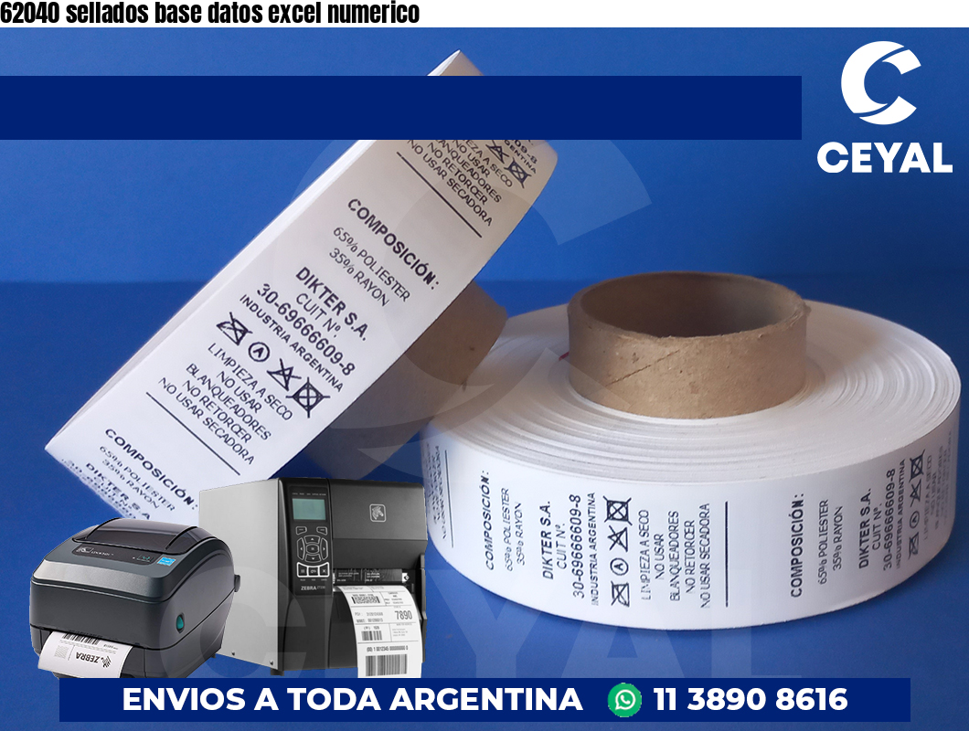 62040 sellados base datos excel numerico