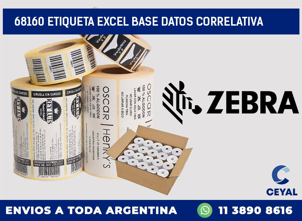 68160 etiqueta excel base datos correlativa