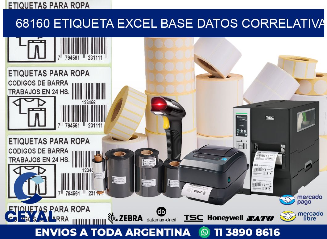 68160 etiqueta excel base datos correlativa