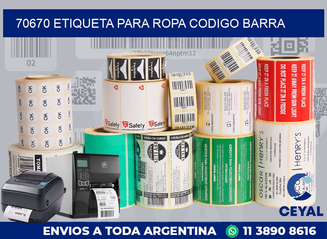 70670 ETIQUETA PARA ROPA CODIGO BARRA