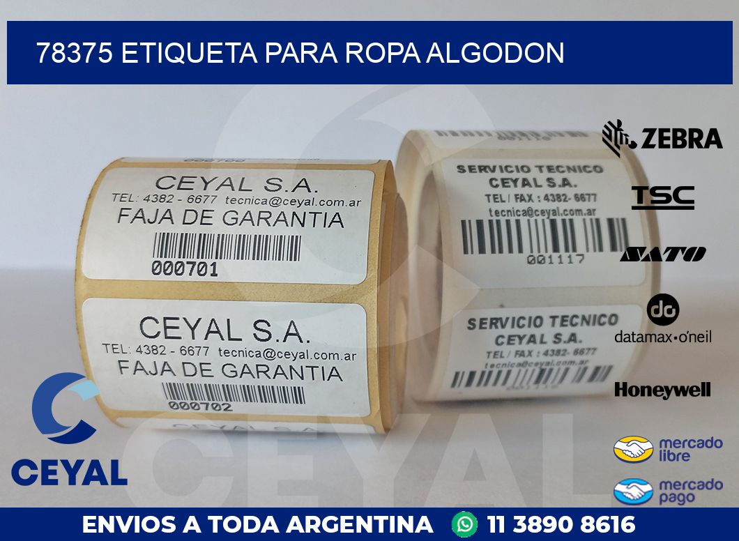 78375 ETIQUETA PARA ROPA ALGODON