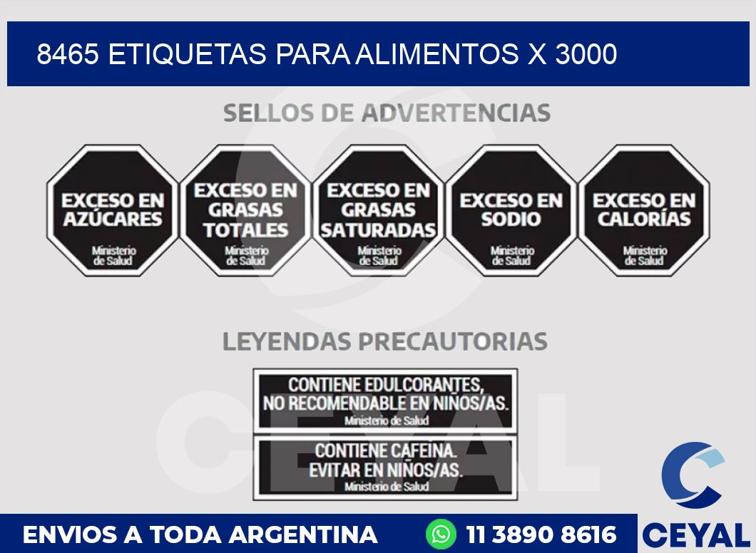 8465 ETIQUETAS PARA ALIMENTOS x 3000