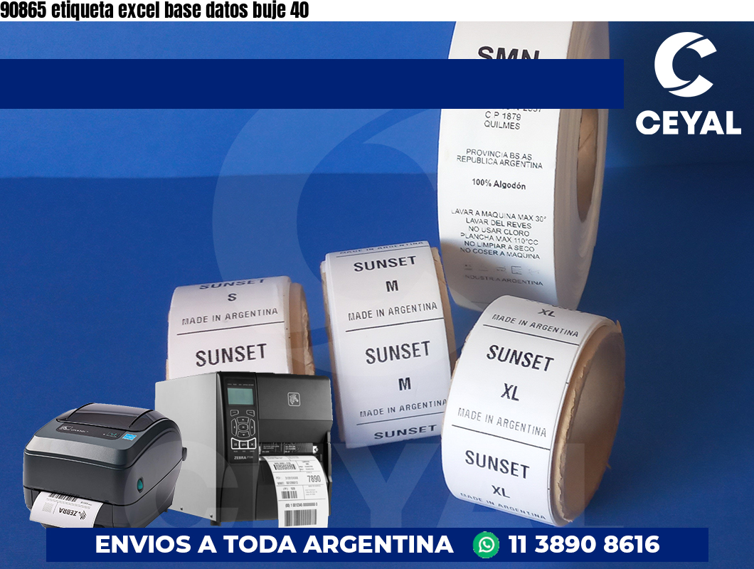 90865 etiqueta excel base datos buje 40