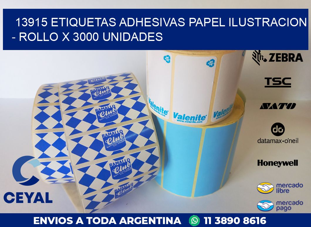 13915 ETIQUETAS ADHESIVAS PAPEL ILUSTRACION - ROLLO X 3000 UNIDADES
