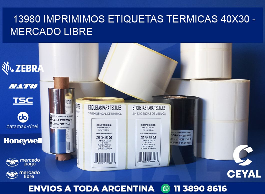 13980 IMPRIMIMOS ETIQUETAS TERMICAS 40X30 - MERCADO LIBRE
