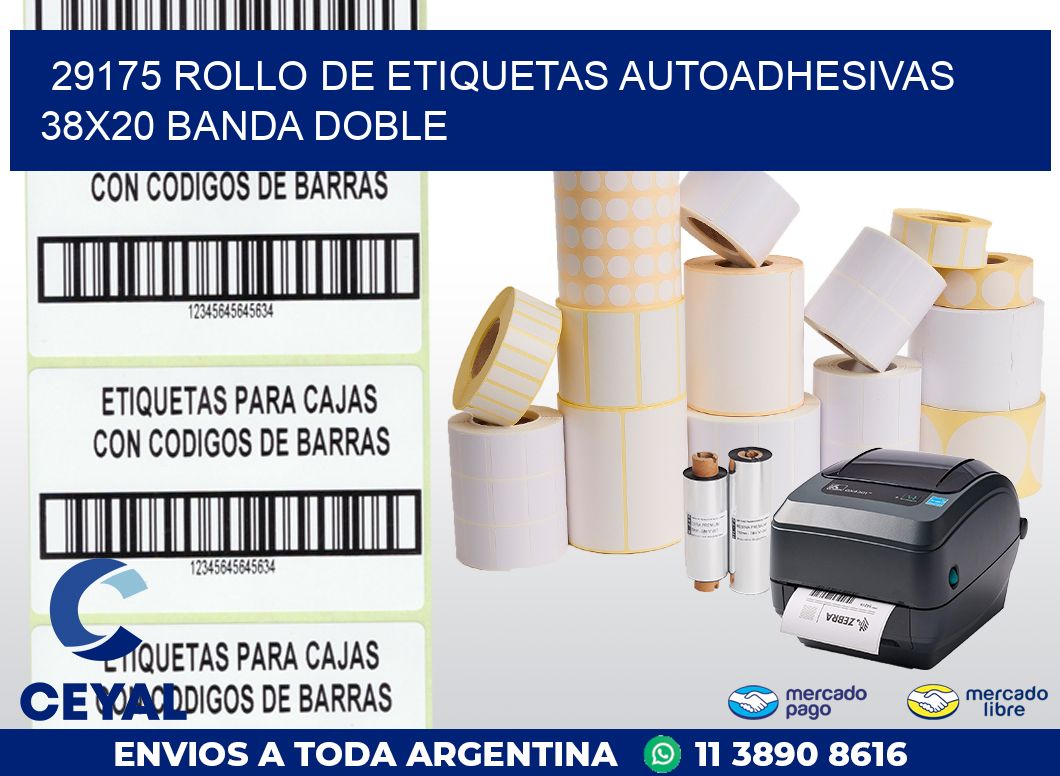 29175 ROLLO DE ETIQUETAS AUTOADHESIVAS 38X20 BANDA DOBLE