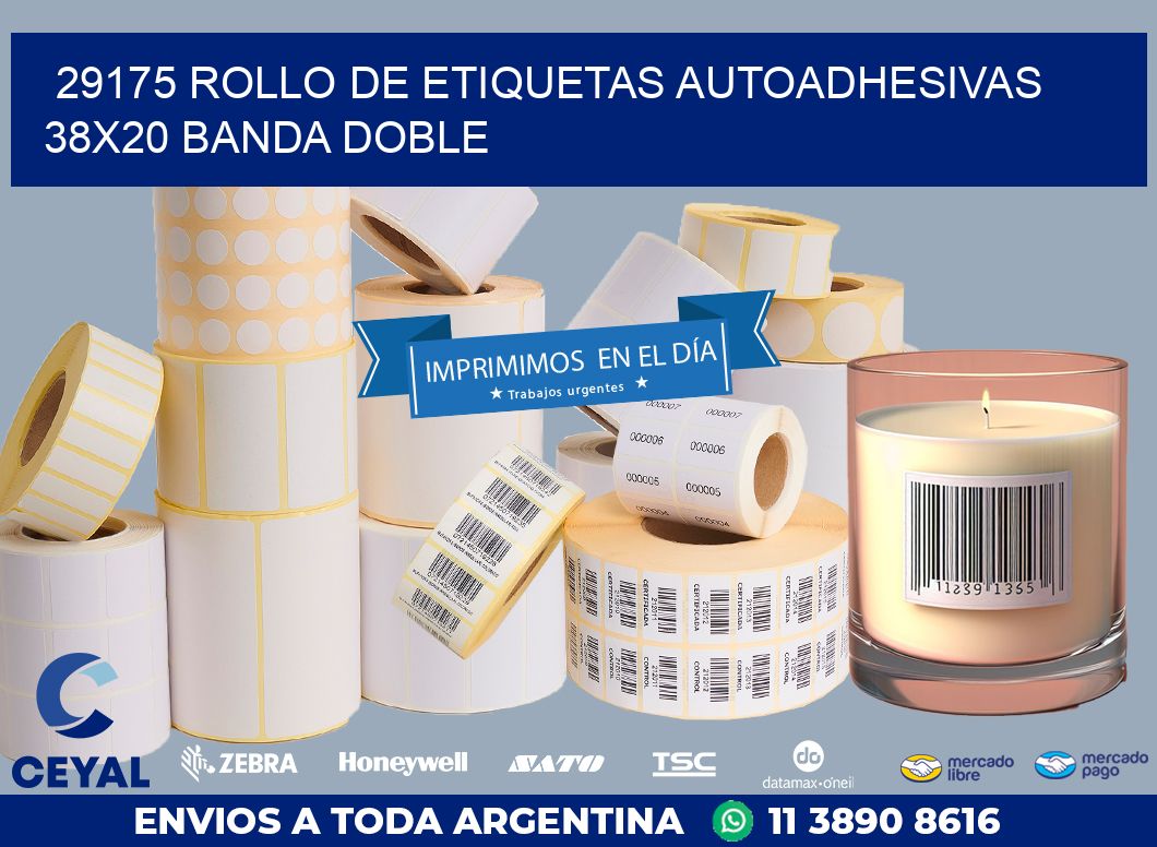 29175 ROLLO DE ETIQUETAS AUTOADHESIVAS 38X20 BANDA DOBLE