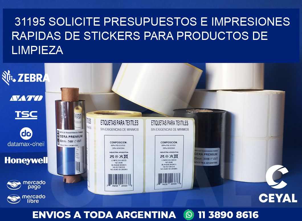 31195 SOLICITE PRESUPUESTOS E IMPRESIONES RAPIDAS DE STICKERS PARA PRODUCTOS DE LIMPIEZA