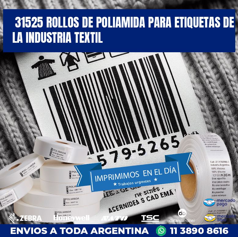 31525 ROLLOS DE POLIAMIDA PARA ETIQUETAS DE LA INDUSTRIA TEXTIL