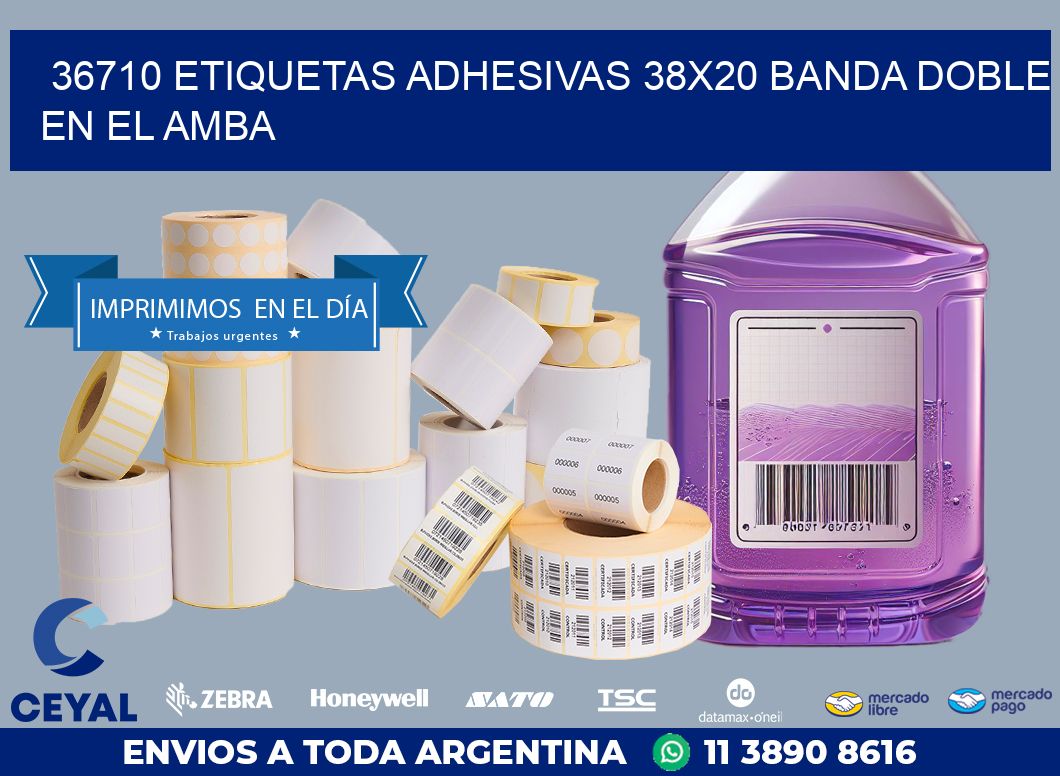 36710 ETIQUETAS ADHESIVAS 38X20 BANDA DOBLE EN EL AMBA