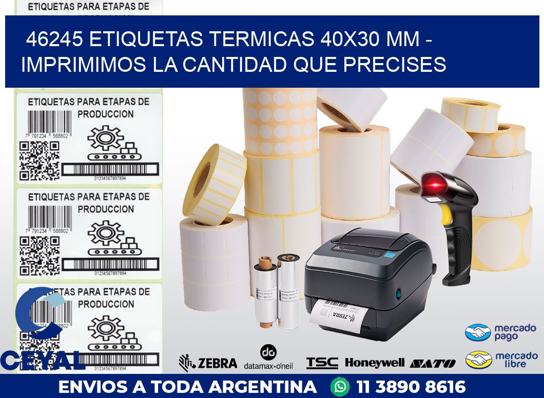 46245 ETIQUETAS TERMICAS 40X30 MM - IMPRIMIMOS LA CANTIDAD QUE PRECISES