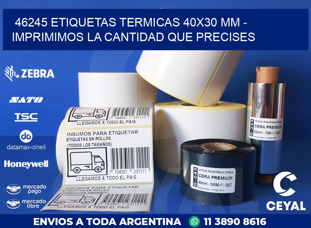 46245 ETIQUETAS TERMICAS 40X30 MM - IMPRIMIMOS LA CANTIDAD QUE PRECISES