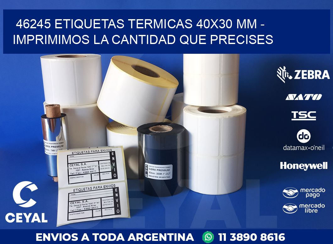 46245 ETIQUETAS TERMICAS 40X30 MM – IMPRIMIMOS LA CANTIDAD QUE PRECISES