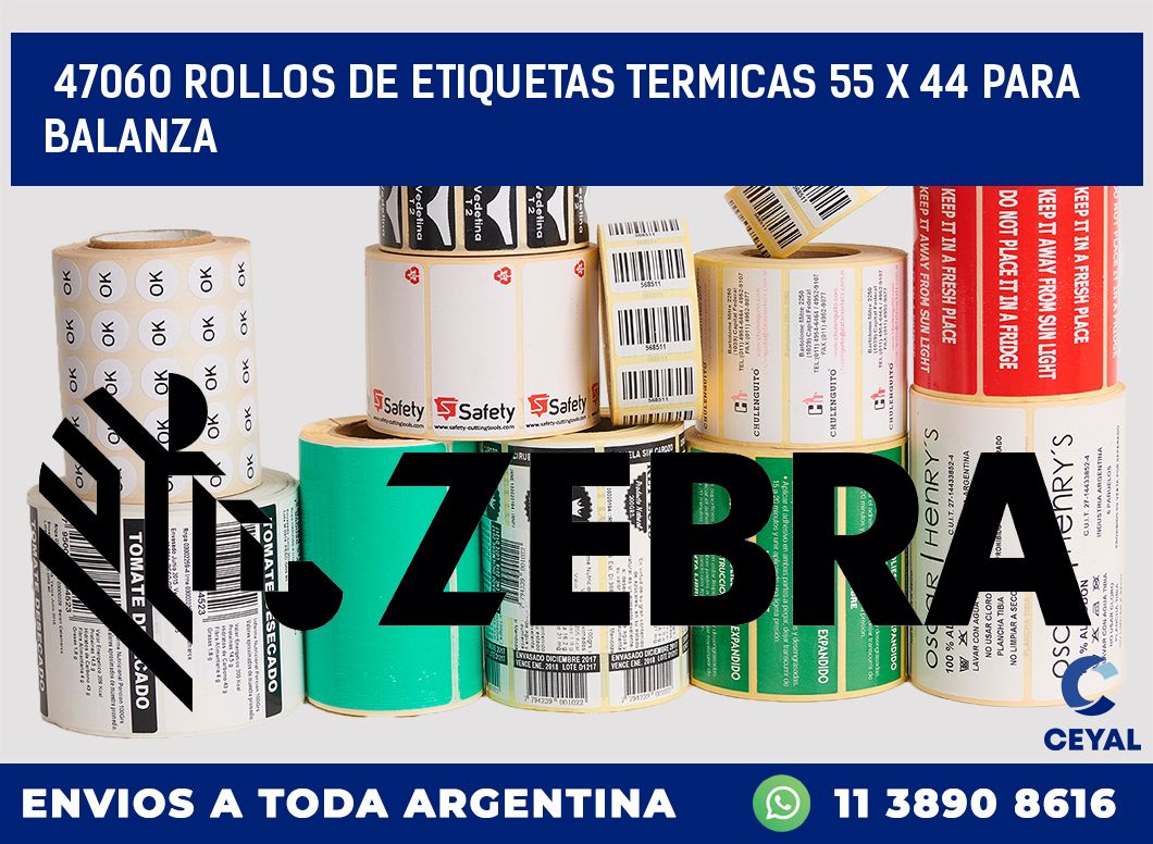 47060 ROLLOS DE ETIQUETAS TERMICAS 55 X 44 PARA BALANZA