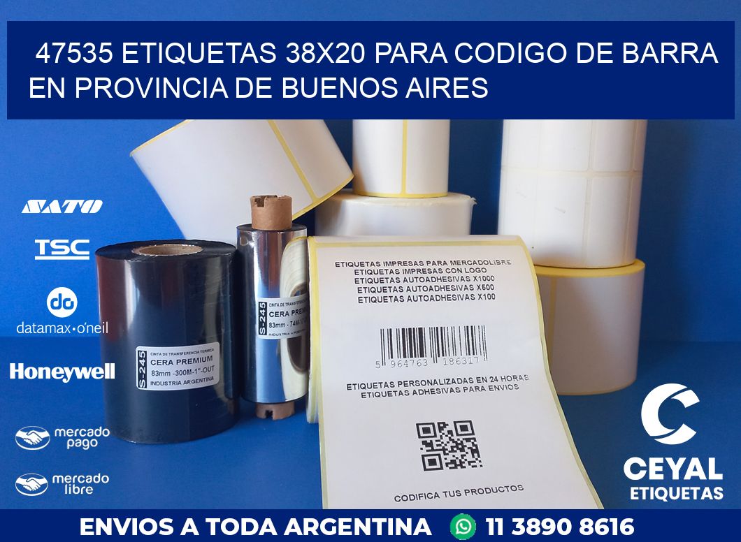47535 ETIQUETAS 38X20 PARA CODIGO DE BARRA EN PROVINCIA DE BUENOS AIRES