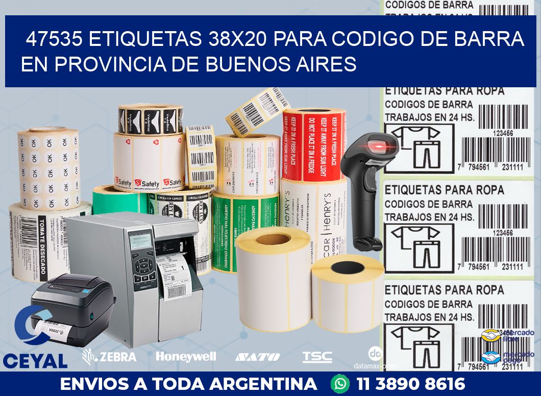 47535 ETIQUETAS 38X20 PARA CODIGO DE BARRA EN PROVINCIA DE BUENOS AIRES