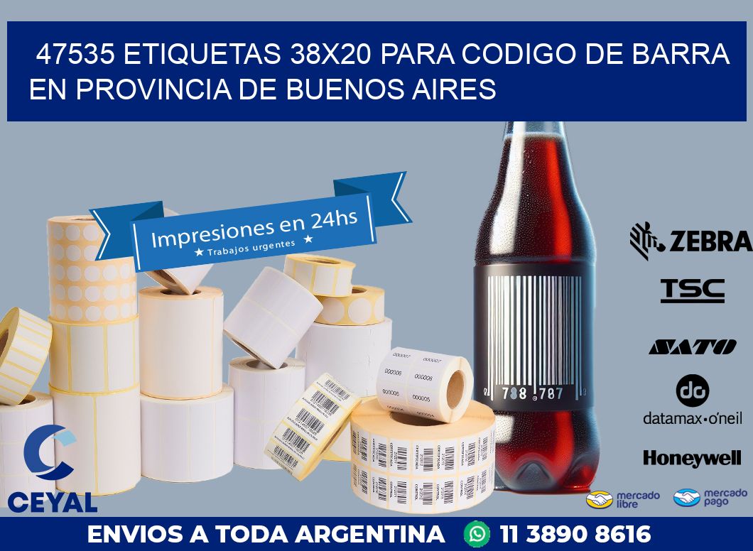 47535 ETIQUETAS 38X20 PARA CODIGO DE BARRA EN PROVINCIA DE BUENOS AIRES