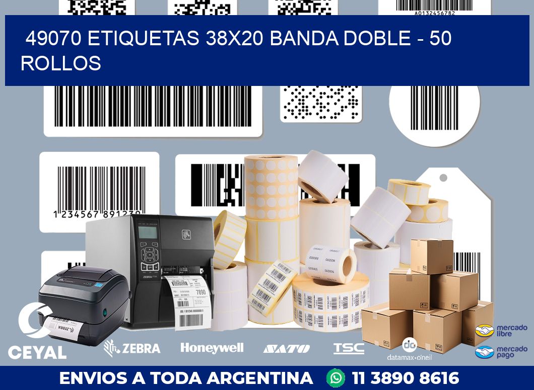49070 ETIQUETAS 38X20 BANDA DOBLE - 50 ROLLOS