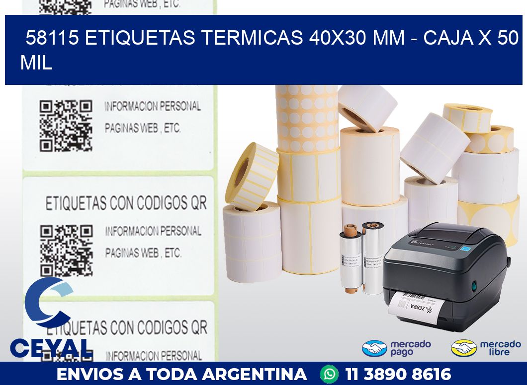 58115 ETIQUETAS TERMICAS 40X30 MM – CAJA X 50 MIL