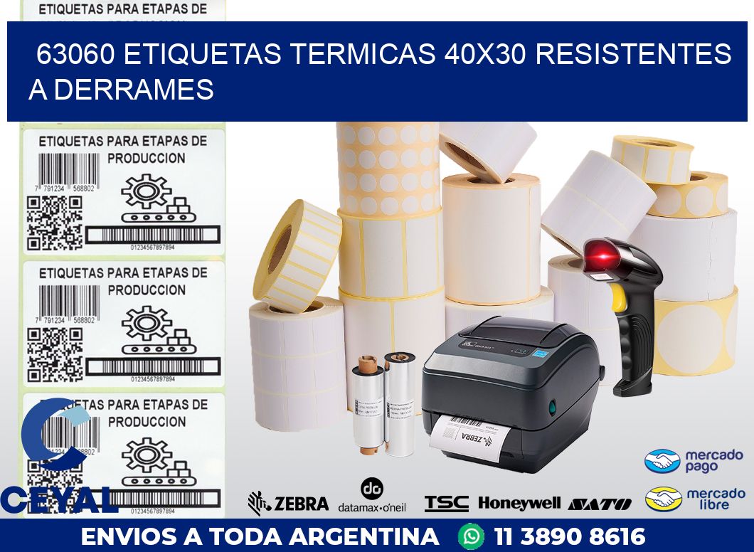 63060 ETIQUETAS TERMICAS 40X30 RESISTENTES A DERRAMES
