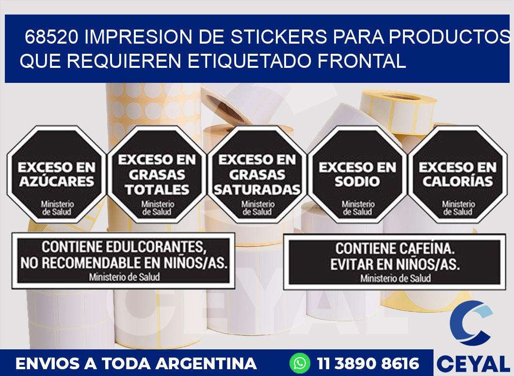 68520 IMPRESION DE STICKERS PARA PRODUCTOS QUE REQUIEREN ETIQUETADO FRONTAL