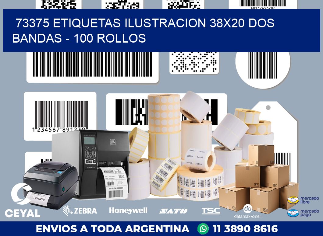 73375 ETIQUETAS ILUSTRACION 38X20 DOS BANDAS - 100 ROLLOS