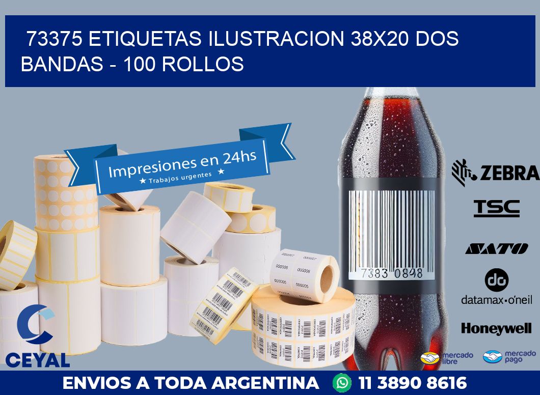 73375 ETIQUETAS ILUSTRACION 38X20 DOS BANDAS – 100 ROLLOS