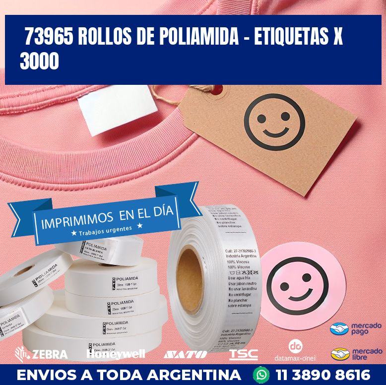 73965 ROLLOS DE POLIAMIDA – ETIQUETAS X 3000