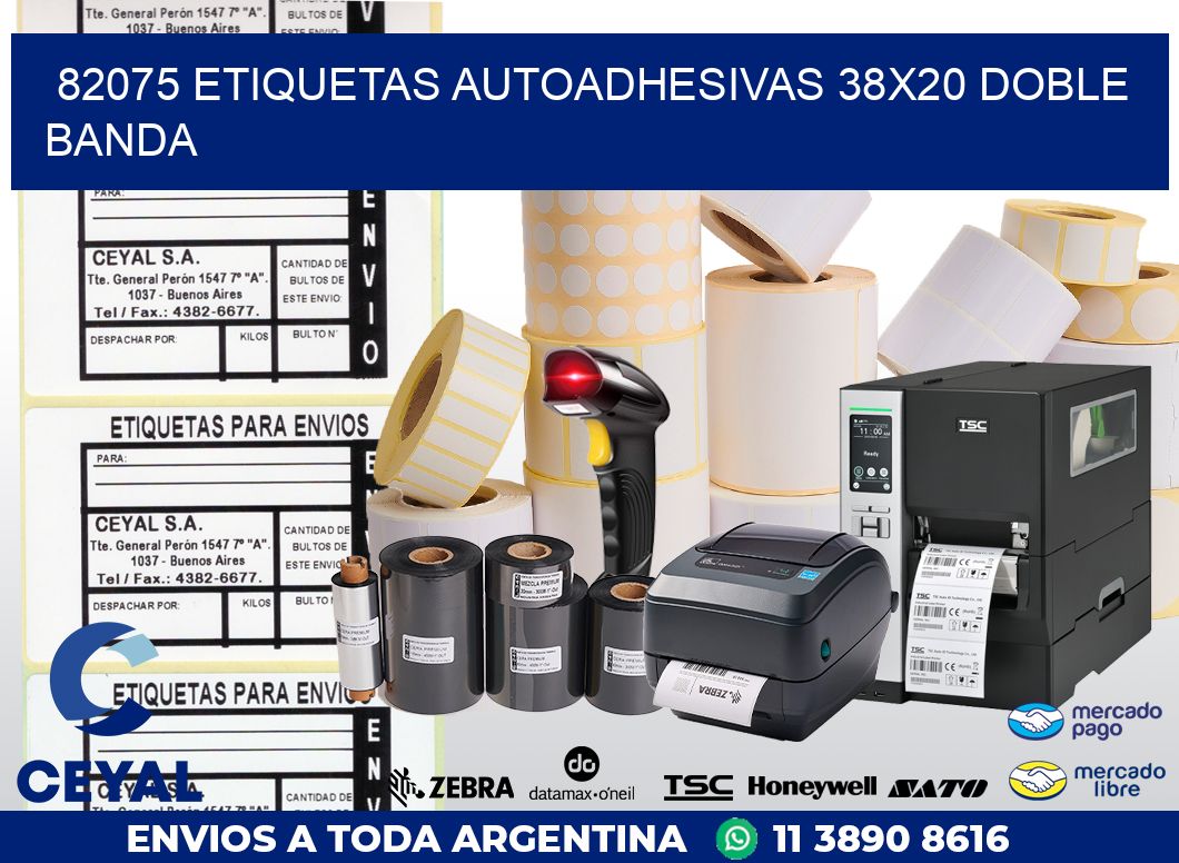 82075 ETIQUETAS AUTOADHESIVAS 38X20 DOBLE BANDA